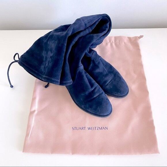 Stuart Weitzman Lowland Over-The-Knee Suede Boots in Navy Size 5 - Picture 3 of 12